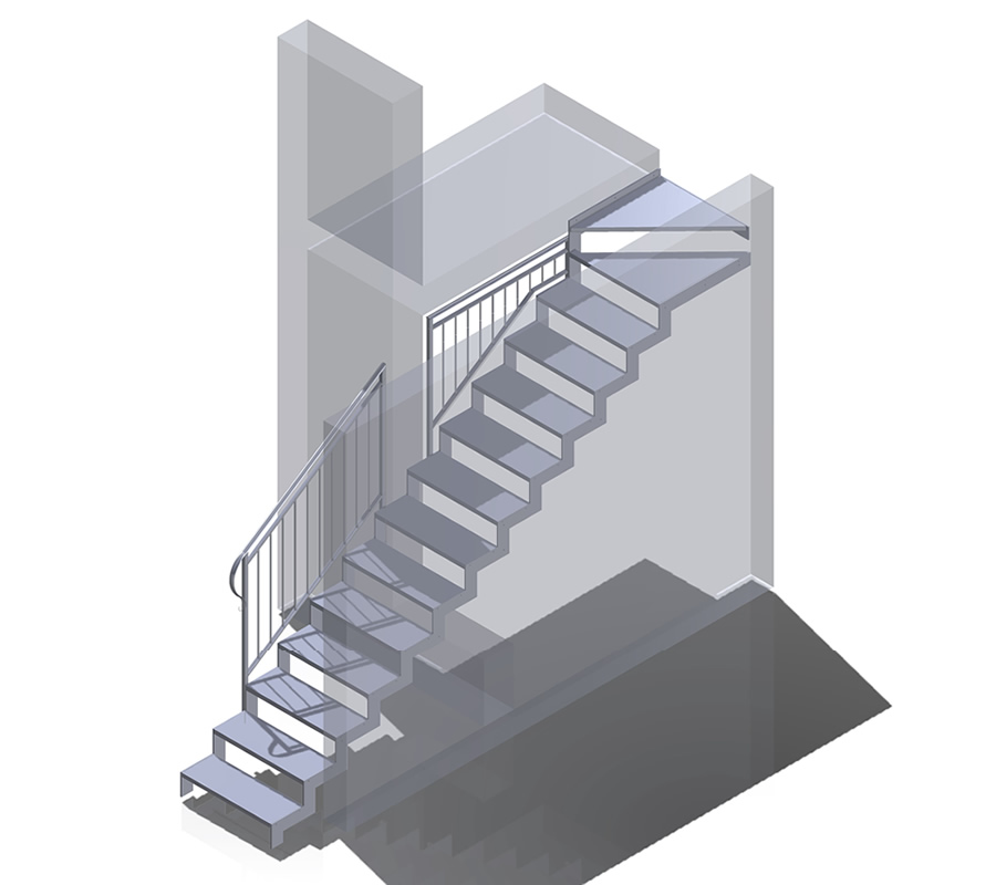 Progetto scala semplice in ferro per ingresso abitazione primo piano