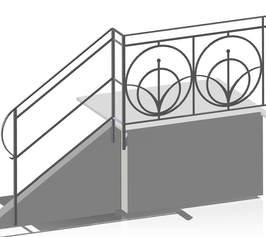 Rendering ringhiera corrimano da esterno ingreso abitazione