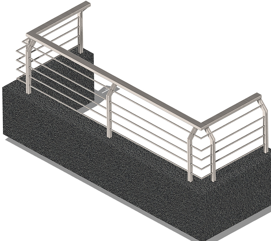 Rendering 3D ringhiera tubolare in Ferro per balcone abitazione